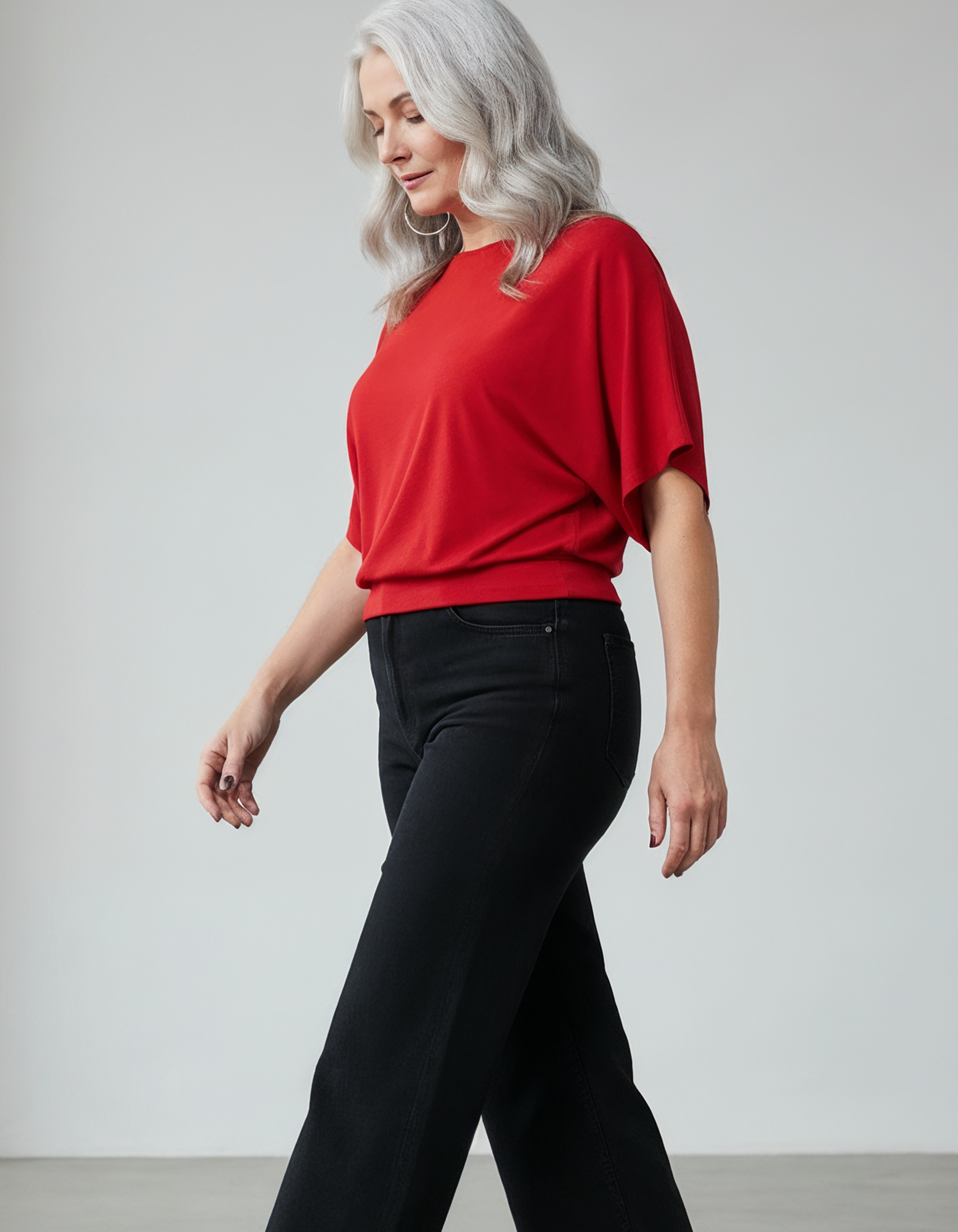 Nico Kimono Sleeve Jersey Top - Lipstick Red