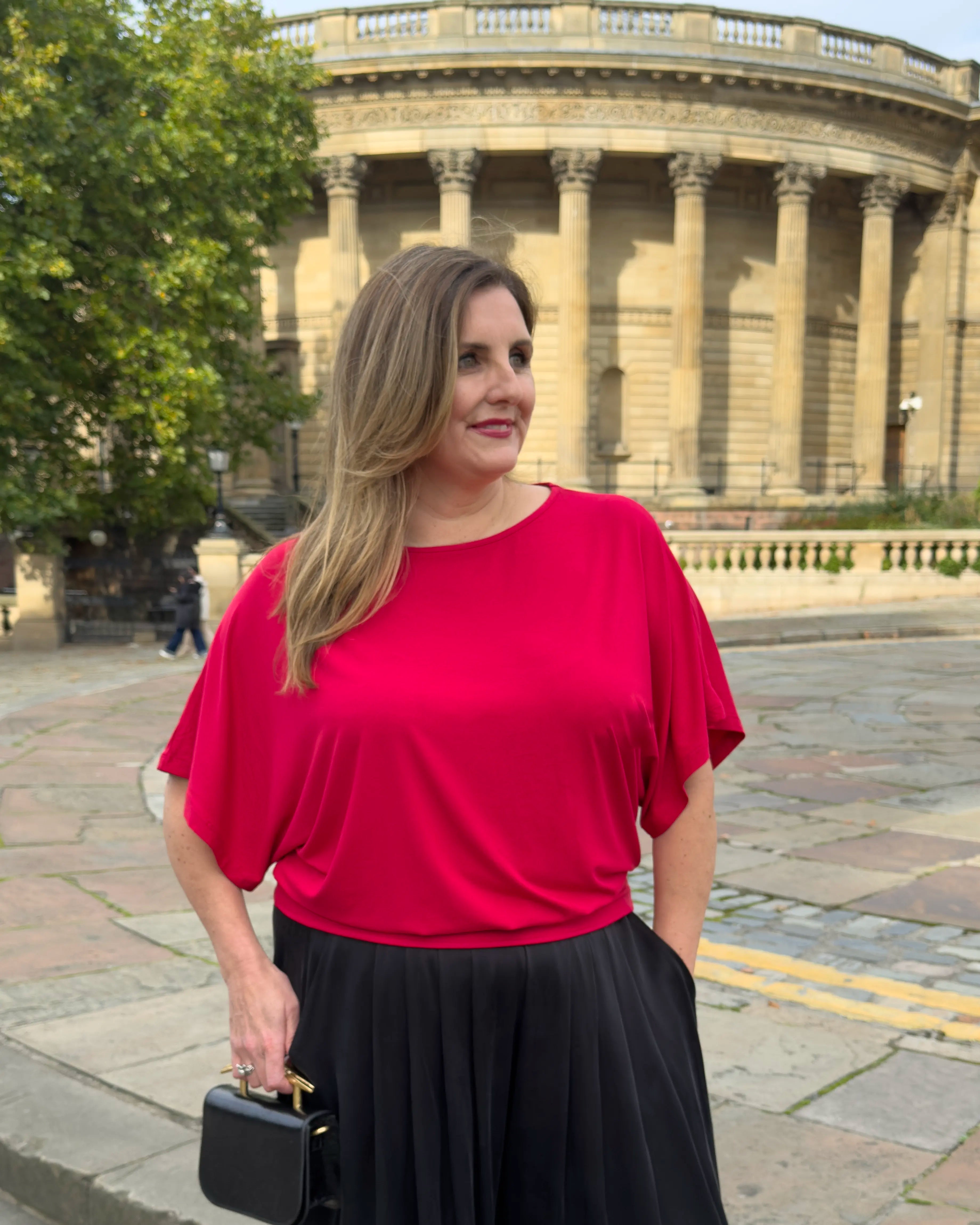 Nico Kimono Sleeve Jersey Top - Lipstick Red