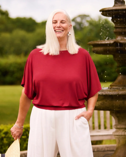 Red Curve-Friendly Jersey Top UK | flattering Top Women | MELYR Nico