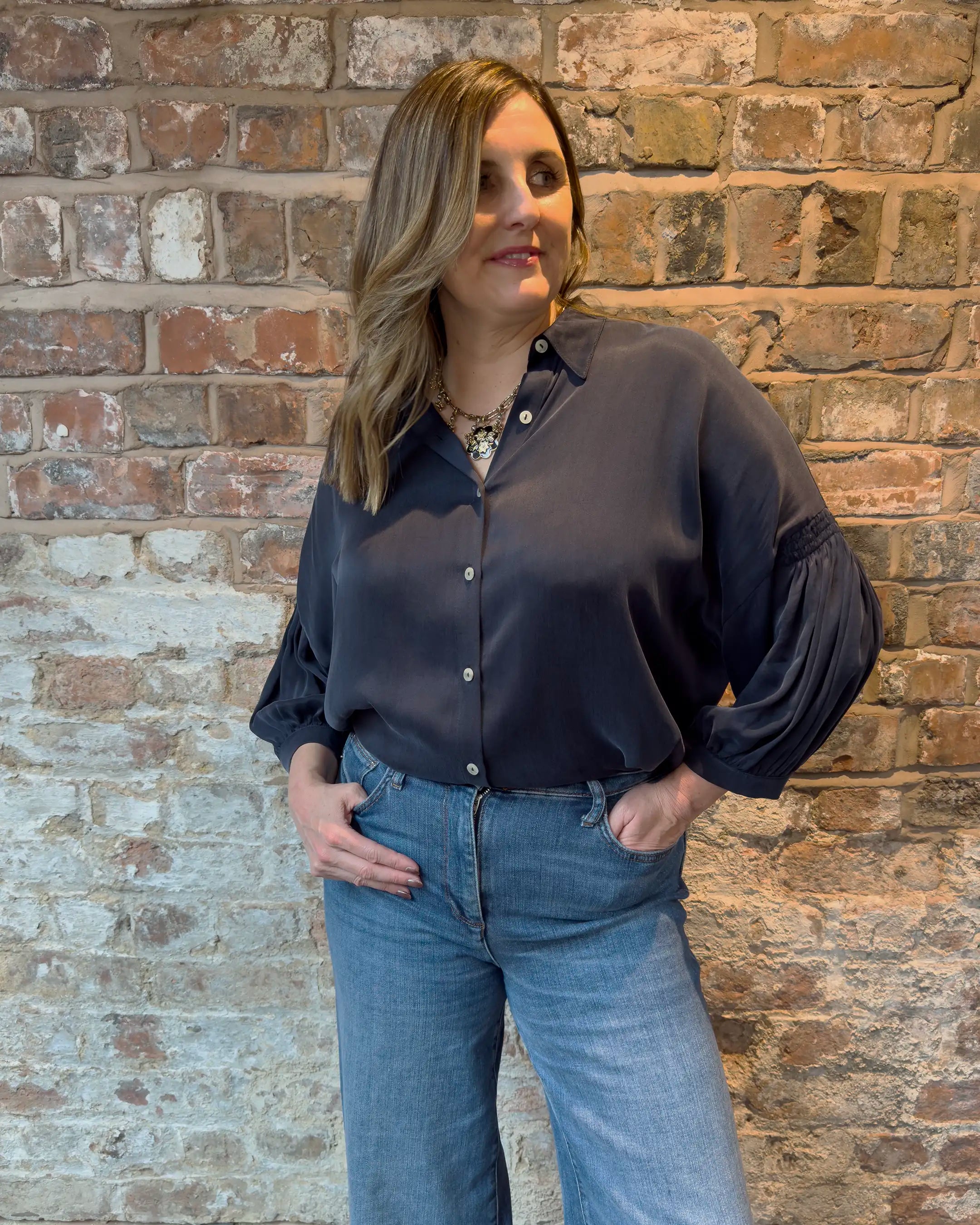 Camisa de algodón elástico Ava 