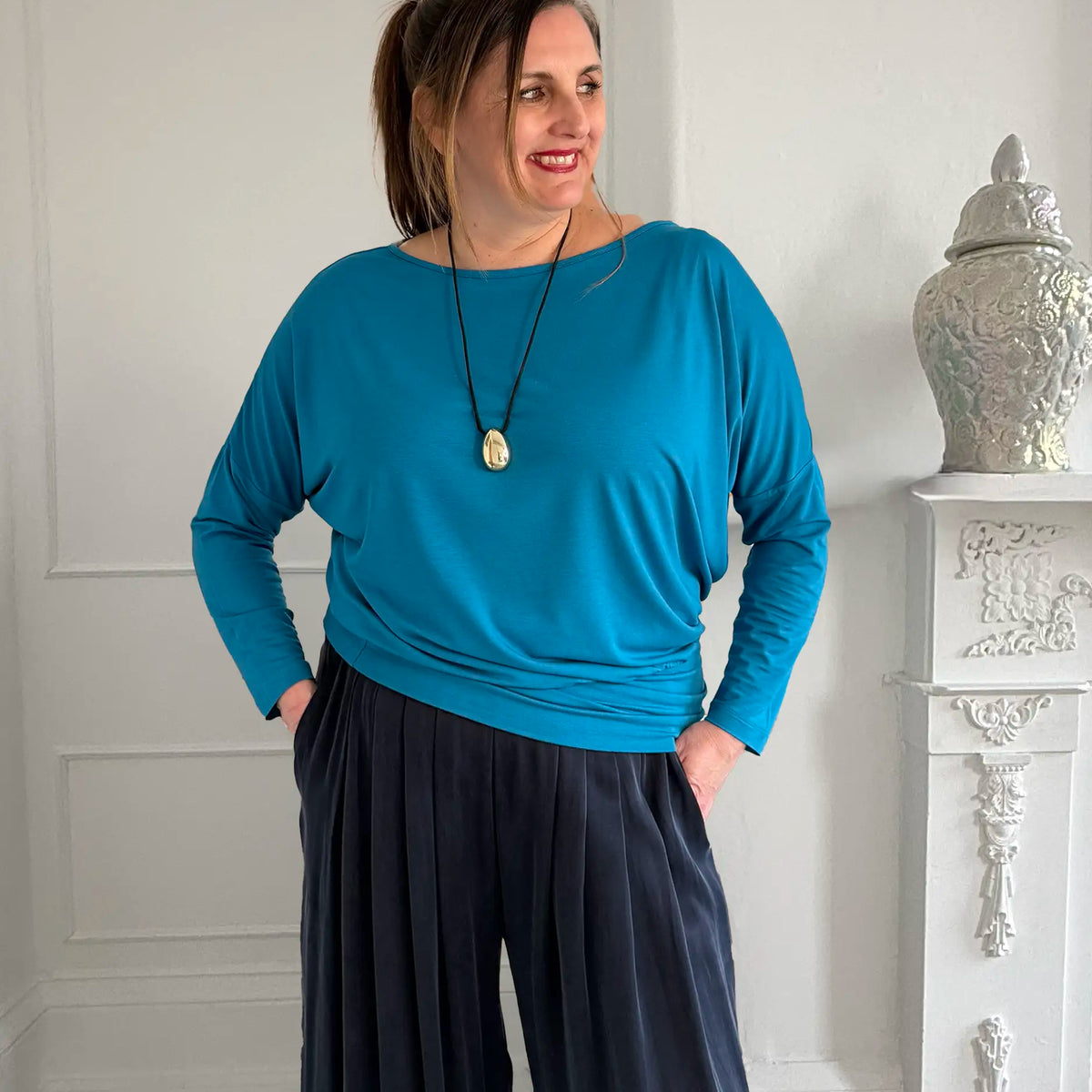 Aimee | Slash Neckline Top | Batwing Top | Luxury Jersey Tops