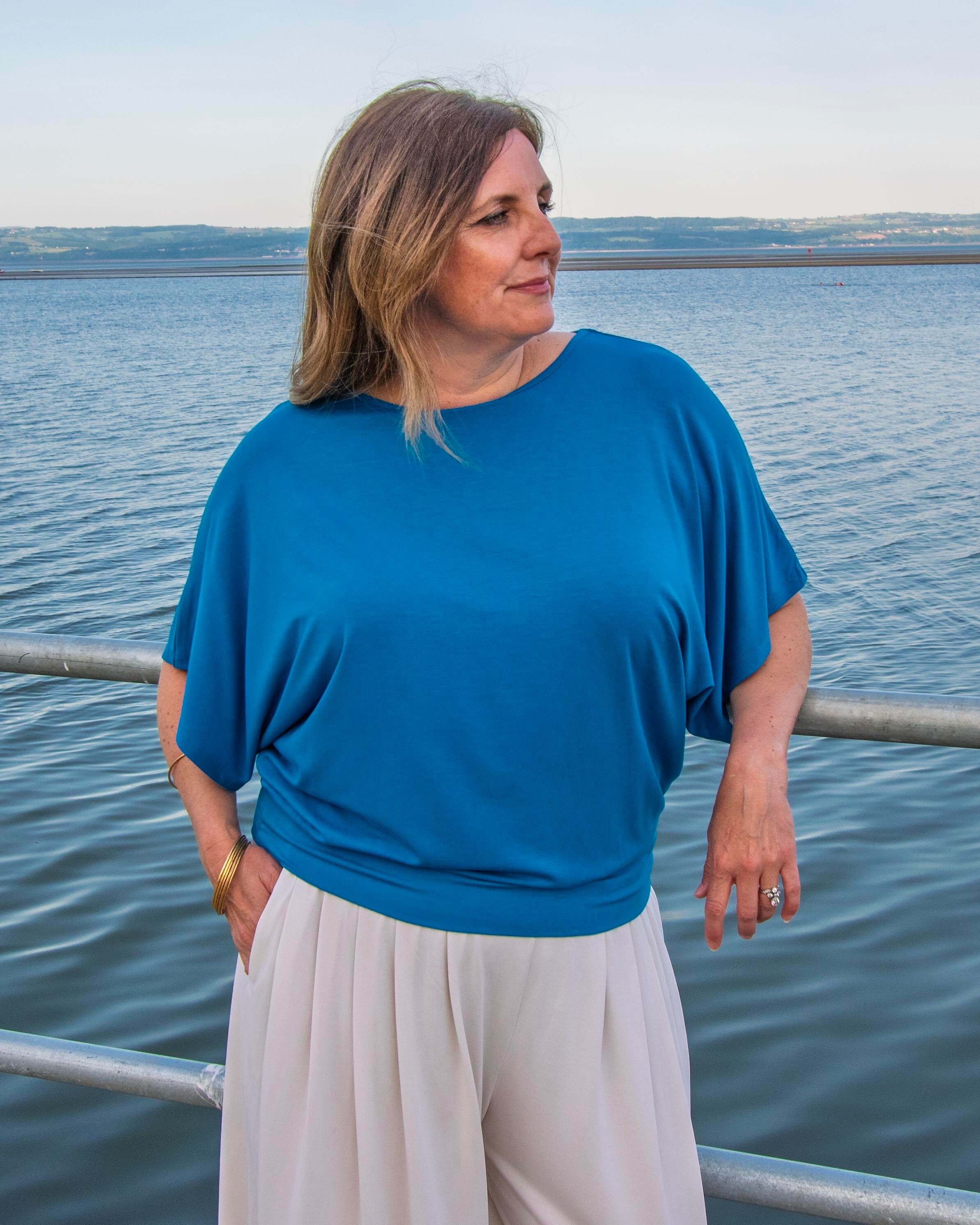 Nico Kimono Sleeve Jersey Top - Teal