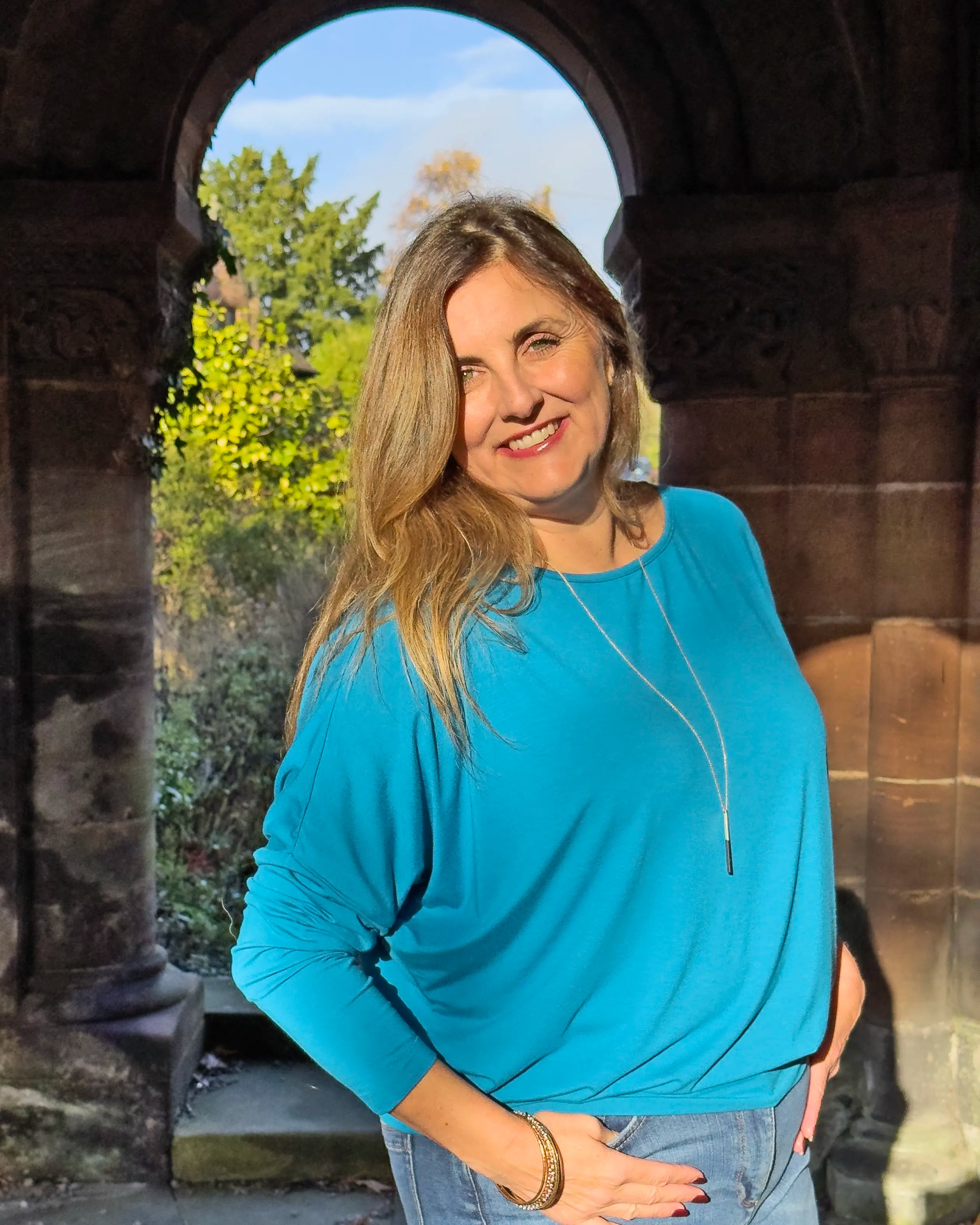 Aimee Relaxed Batwing Top - Teal