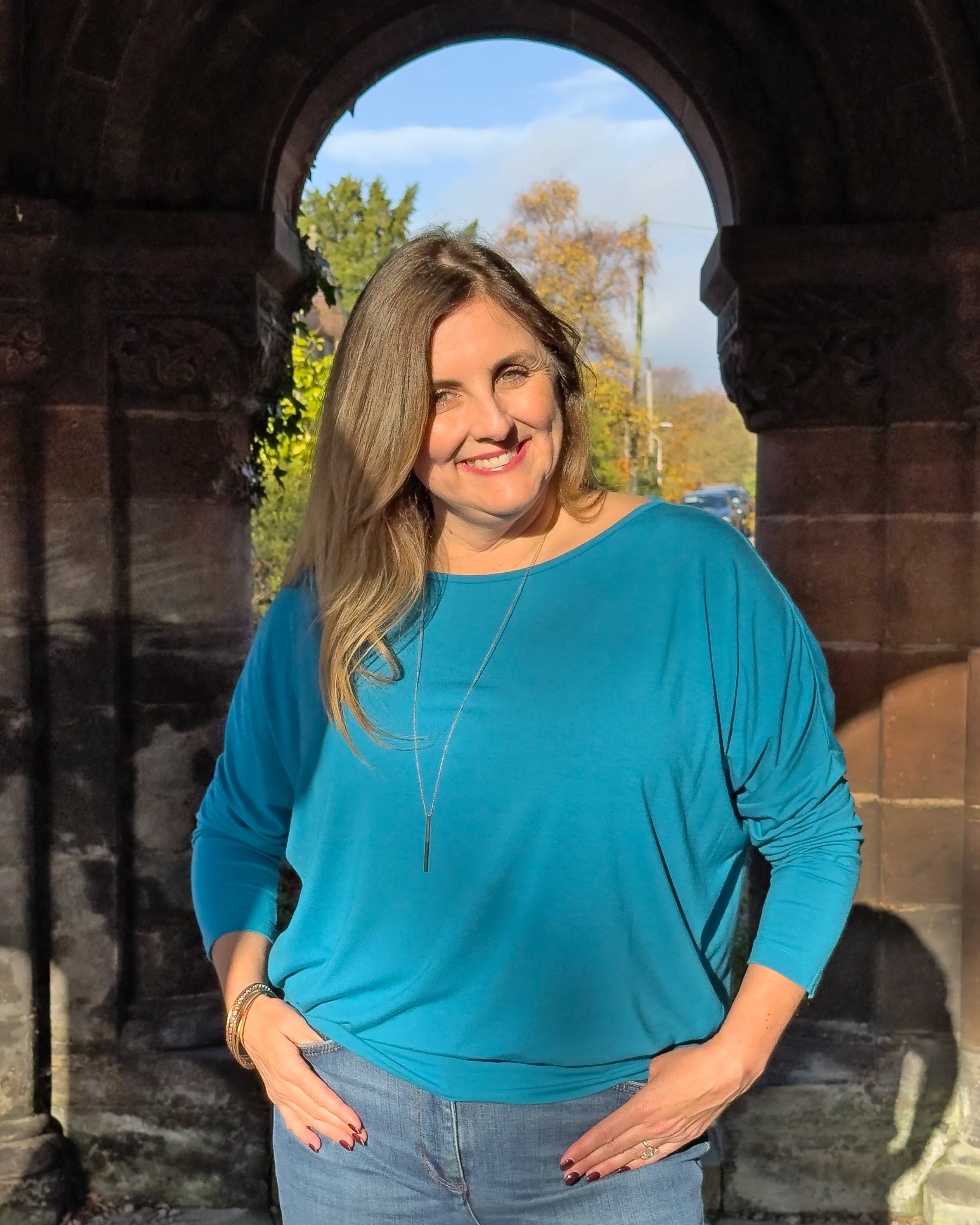 Aimee Relaxed Batwing Top - Teal