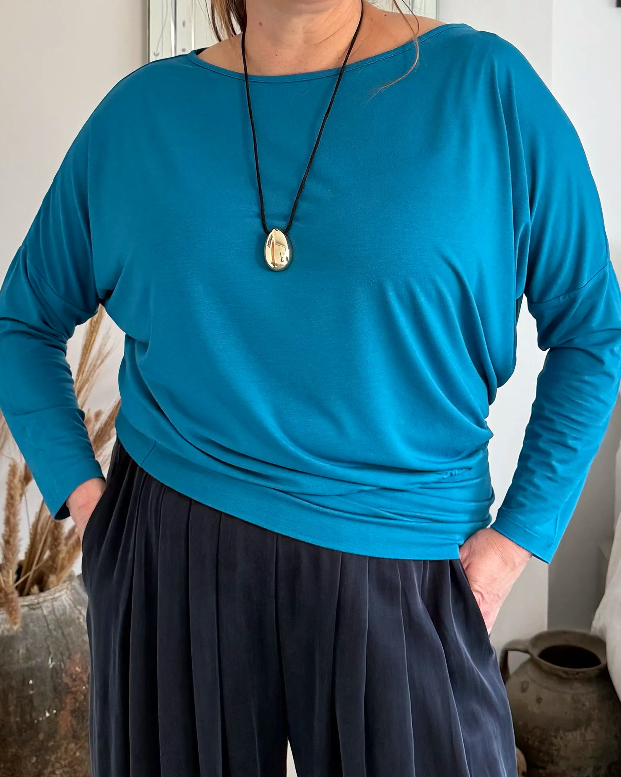 Aimee Relaxed Batwing Top - Teal