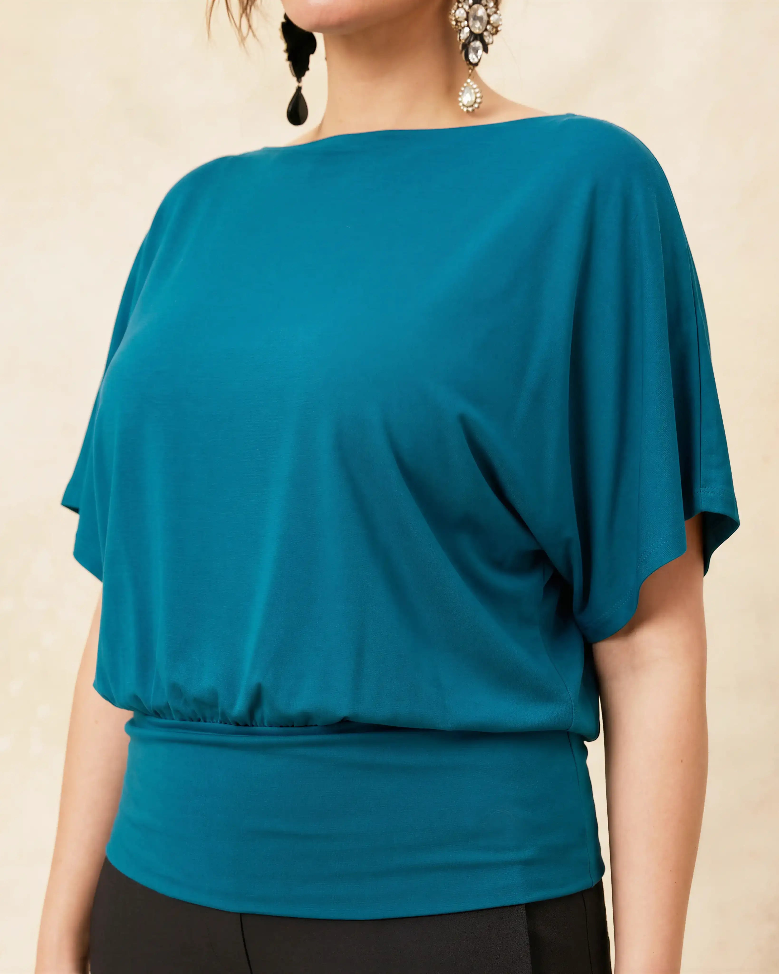 Nico Kimono Sleeve Jersey Top - Teal