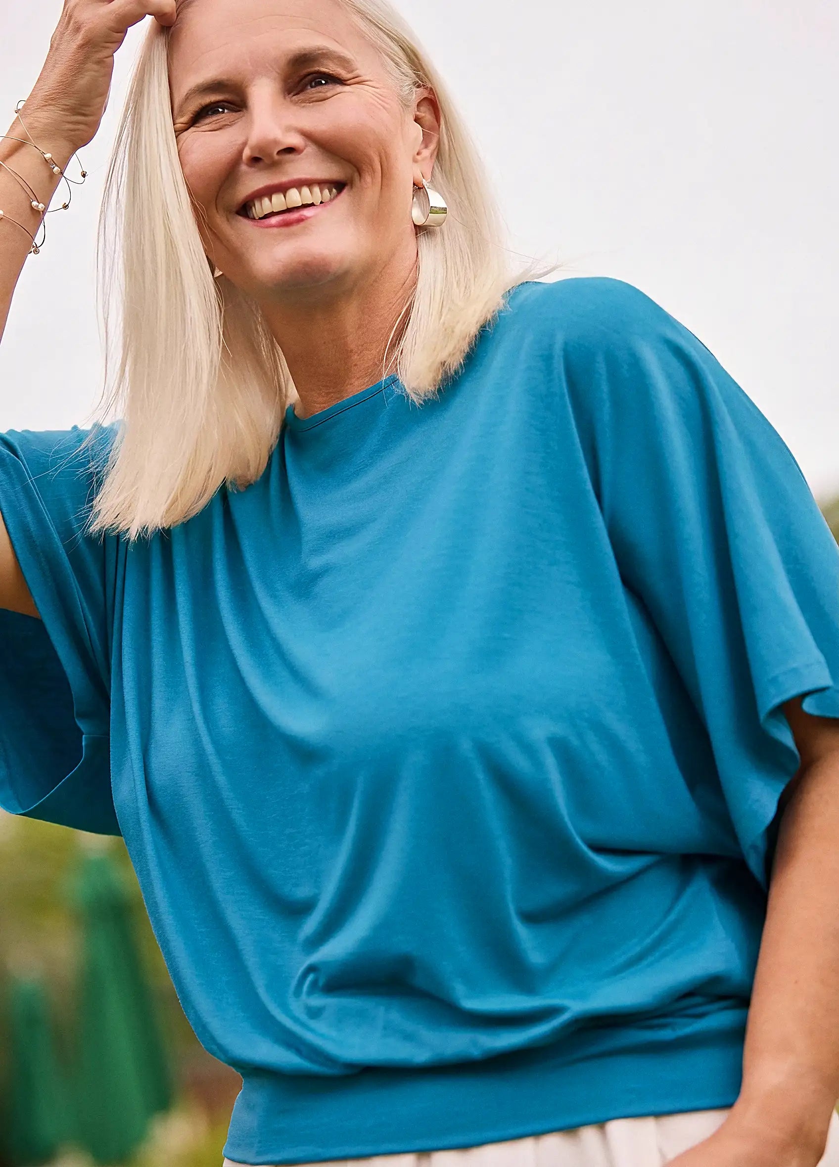Nico Kimono Sleeve Jersey Top - Teal