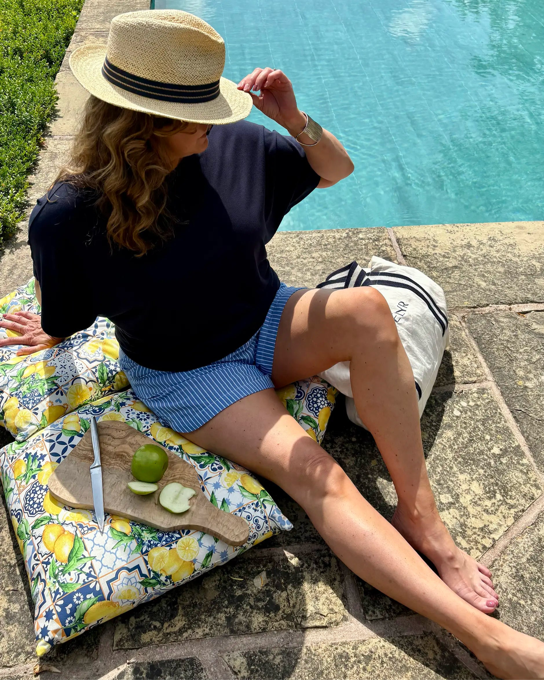 Nico Navy Kimono Sleeve Jersey Top Curve-Flattering Fit